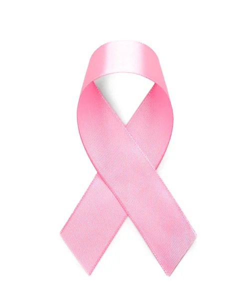 Pink Ribbon White Background Breast Cancer Concept — Stock Photo, Image