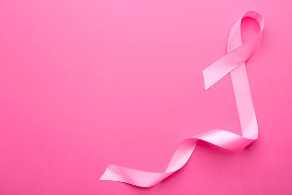 Cinta Rosa Sobre Fondo Color Concepto Cáncer Mama — Foto de Stock