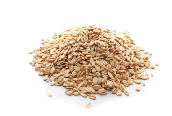 Heap Raw Oatmeal White Background — Stock Photo, Image