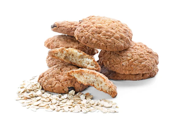 Delicious Oatmeal Cookies White Background — Stock Photo, Image