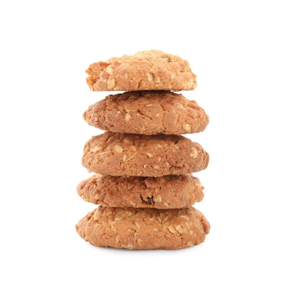 Stack Delicious Oatmeal Cookies White Background — Stock Photo, Image