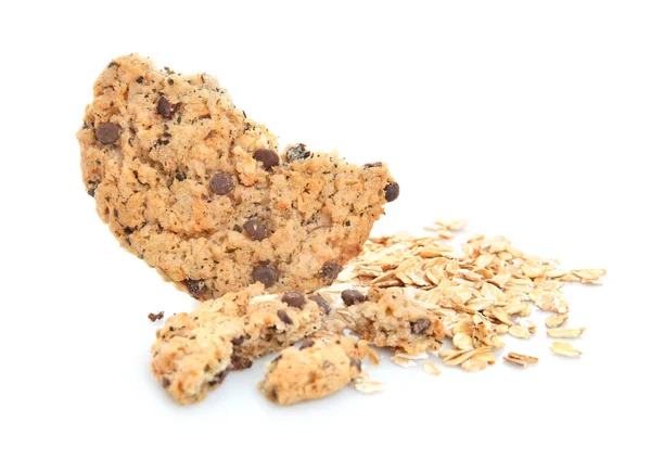 Delicious Crushed Oatmeal Cookie White Background — Stock Photo, Image