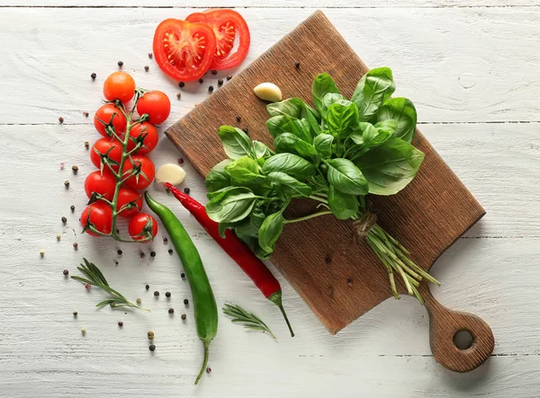 Fresh Spices Vegetables Wooden Table — Stock Photo, Image