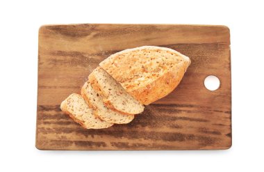 Beyaz zemin üzerine lezzetli taze ekmek ile kurulu