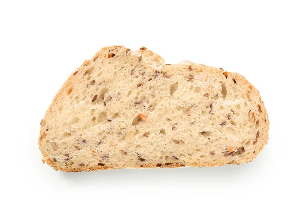 白色背景新鲜美味面包片 — 图库照片