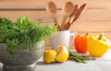 Harç tablo taze otlar ile