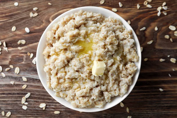 Tasty Oatmeal Bowl Table — Stock Photo, Image