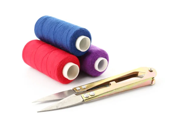 Color Sewing Threads Cutter White Background — Stock Photo, Image