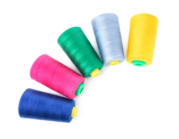 Color Sewing Threads White Background — Stock Photo, Image