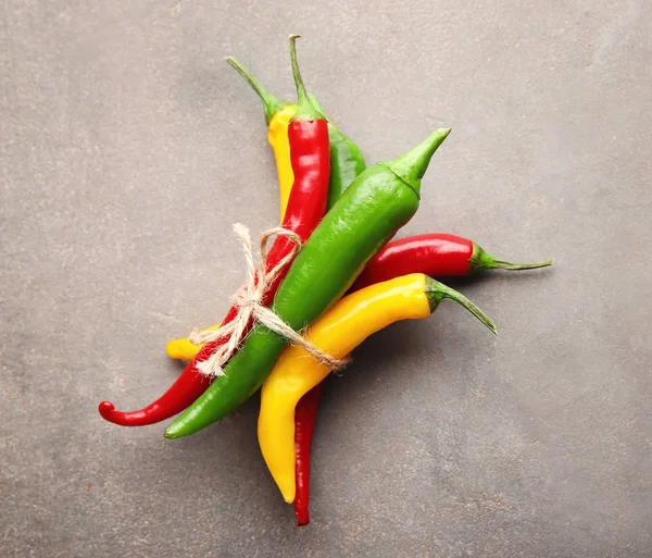 Different Fresh Chili Peppers Light Background — Stock Photo, Image