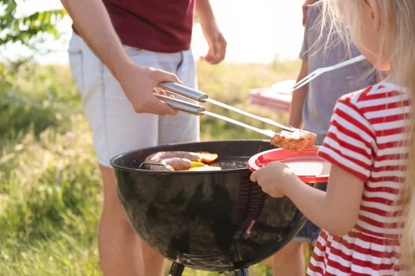 Family Barbecue Grill Outdoors Summer Picnic — Stock Photo, Image
