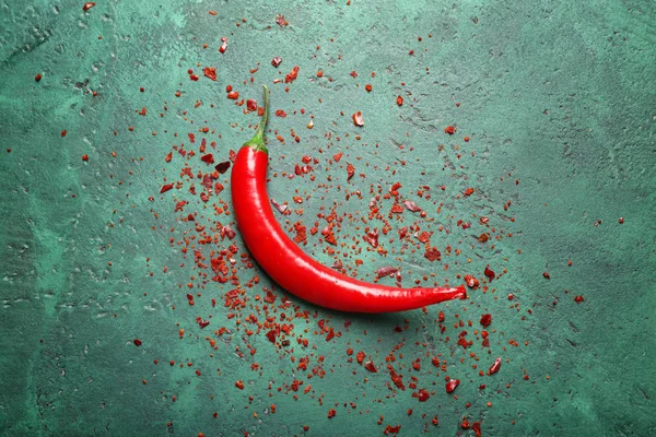 Fresh Chili Pepper Green Background — Stock Photo, Image