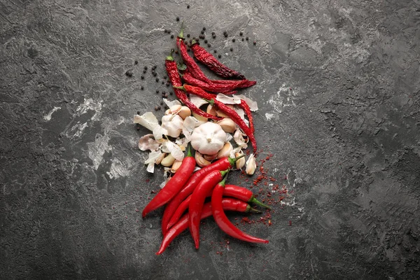 Composition Fresh Spices Grunge Background — Stock Photo, Image
