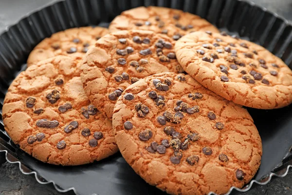 Assiette Avec Délicieux Biscuits Chocolat — Photo