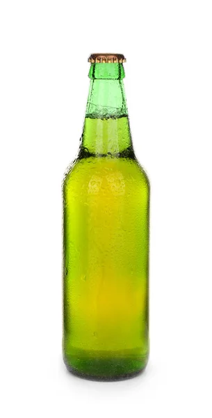 Γυάλινο Μπουκάλι Της Κρύας Μπύρας Λευκό Φόντο — Φωτογραφία Αρχείου