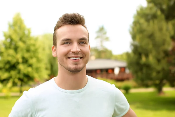 Portrait Handsome Young Man Outdoors — Stock Photo, Image