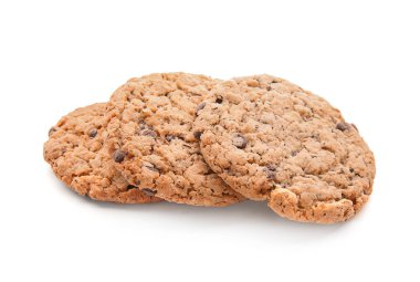 Beyaz zemin üzerine lezzetli yulaf ezmeli kurabiye