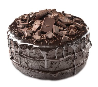 beyaz zemin üzerine lezzetli çikolatalı kek