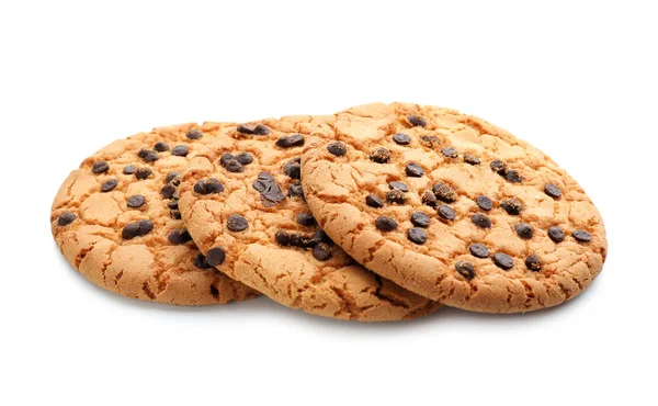 Délicieux Biscuits Aux Pépites Chocolat Sur Fond Blanc — Photo