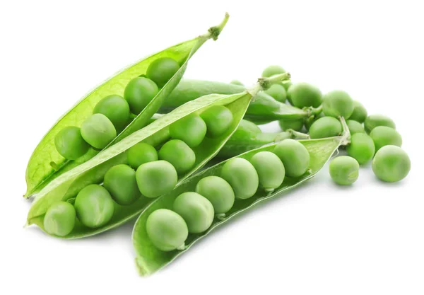 Pods Fresh Green Peas White Background — Stock Photo, Image
