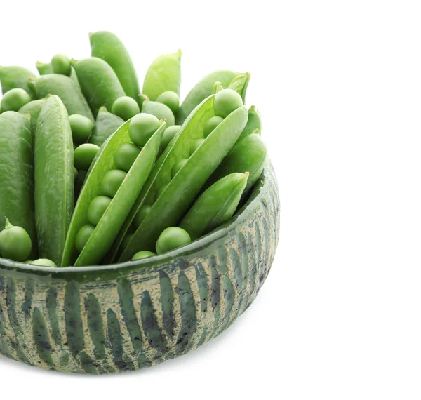 Bowl Green Peas White Background — Stock Photo, Image