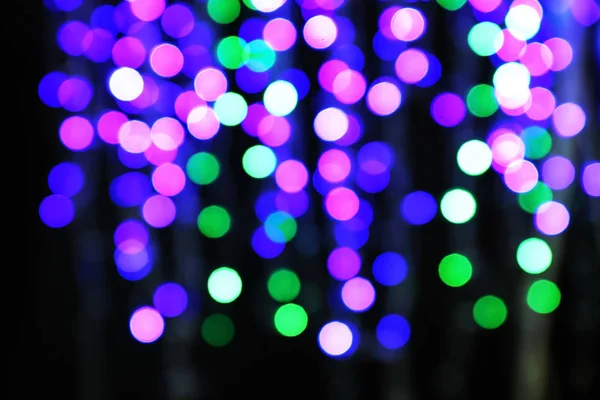 Luces Borrosas Navidad Sobre Fondo Oscuro — Foto de Stock