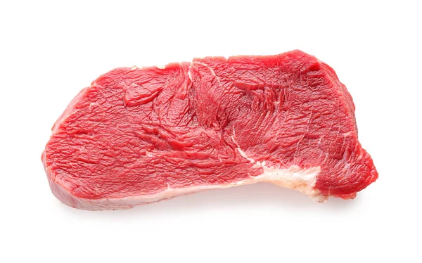 Pedazo Carne Cruda Sobre Fondo Blanco — Foto de Stock