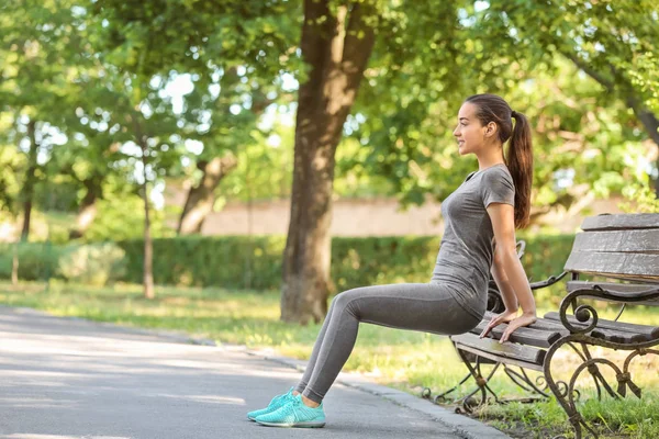 Sporty Young Woman Training Outdoors — Stock Photo, Image