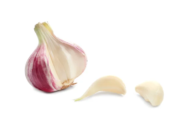 Fresh Garlic White Background — Stock Photo, Image