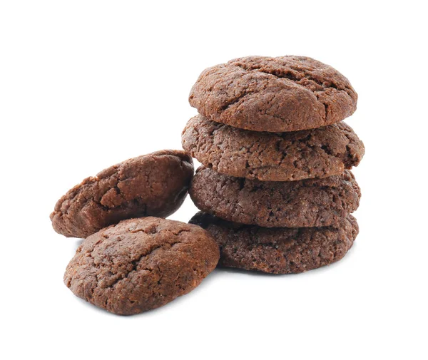 Delicious Chocolate Cookies White Background — Stock Photo, Image