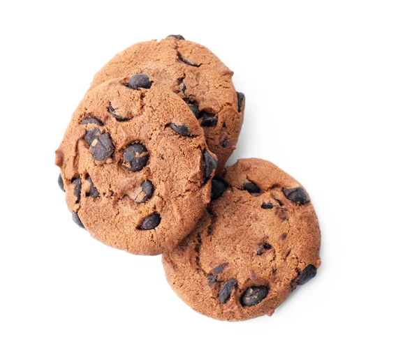 白い背景の上のおいしいチョコレート クッキー — ストック写真