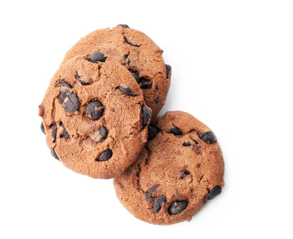 Deliciosas Galletas Chocolate Sobre Fondo Blanco — Foto de Stock