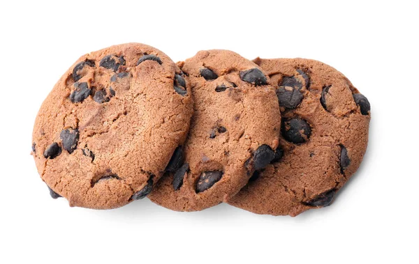 Deliciosas Galletas Chocolate Sobre Fondo Blanco — Foto de Stock