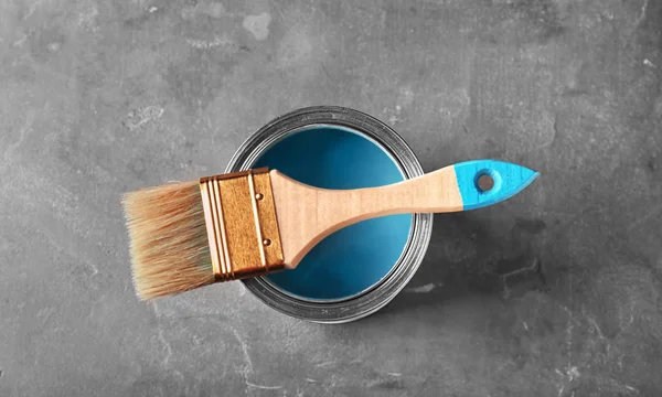 Can Paint Brush Grey Background — Stock Photo, Image