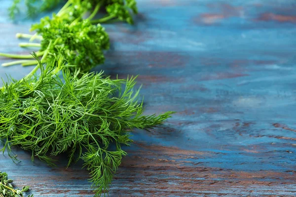 Fresh Dill Wooden Background — Stock Photo, Image