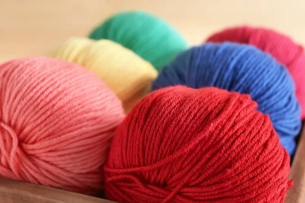 Balls Knitting Yarn Box Closeup — Stock Photo, Image