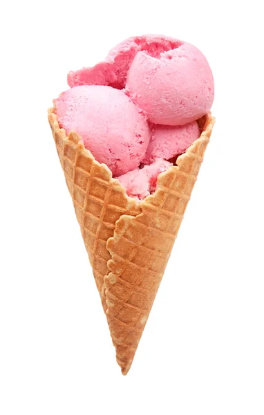 Φλυαρώ Κώνου Νόστιμα Παγωτό Μπισκότο Λευκό Φόντο — Φωτογραφία Αρχείου