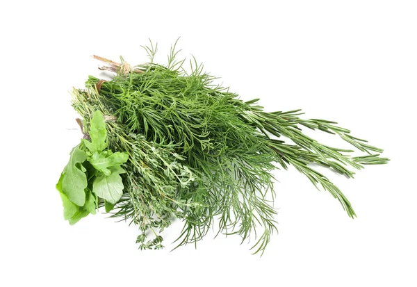 Different Fresh Herbs White Background — Stock Photo, Image