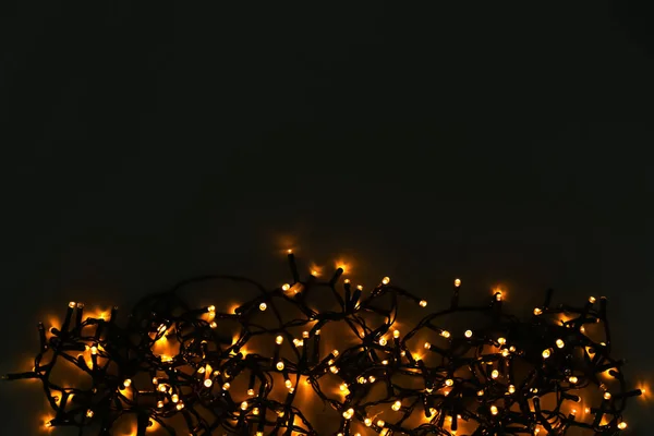 Festive Christmas Garland Dark Background — Stock Photo, Image