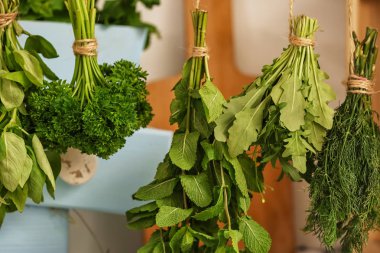 Taze otlar kapalı dizeleri asılı