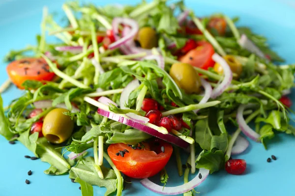 Plate Delicious Healthy Fresh Salad Closeup — Stock Photo, Image