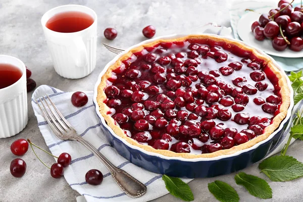 Tasty Cherry Pie Table — Stock Photo, Image