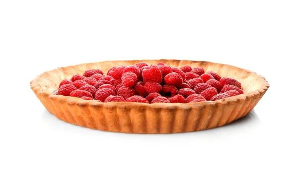 Lekkere Zelfgemaakte Raspberry Pie Witte Achtergrond — Stockfoto