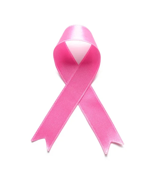 Nastro Rosa Sfondo Bianco Concetto Cancro Seno — Foto Stock