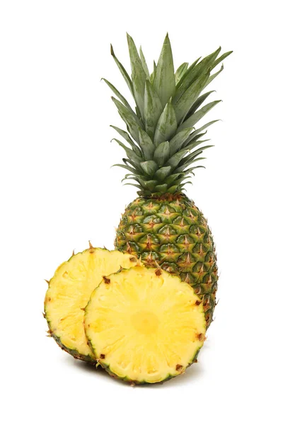 Delicious Cut Whole Pineapples White Background — Stock Photo, Image