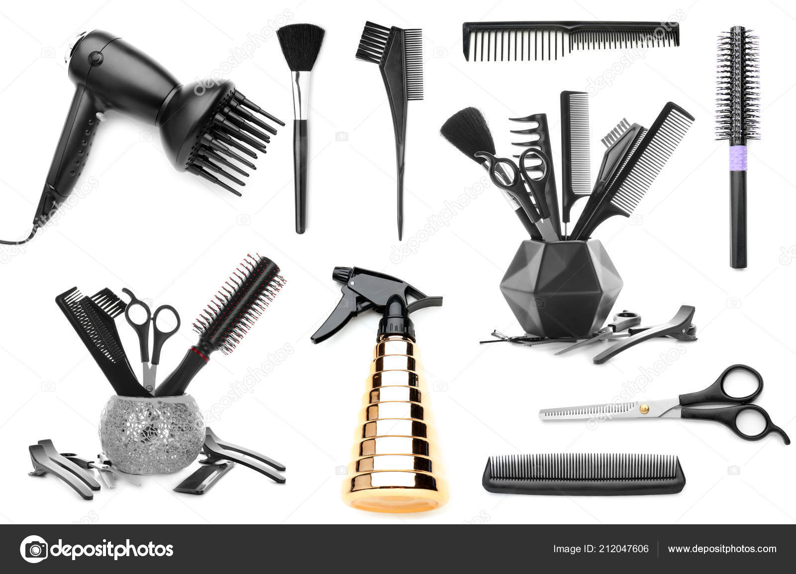 Set Professional Hairdresser Supplies White Background Stock