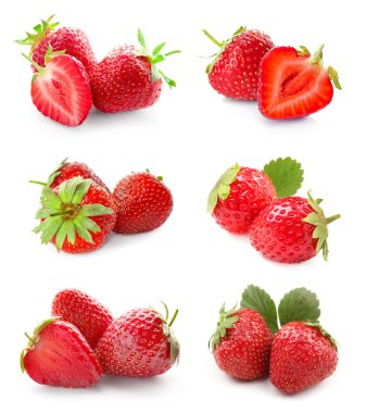 Beyaz zemin üzerine lezzetli taze çilek