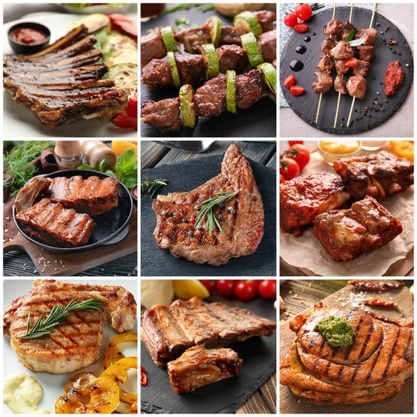 Набор Вкусного Мяса Приготовленного Гриле — стоковое фото