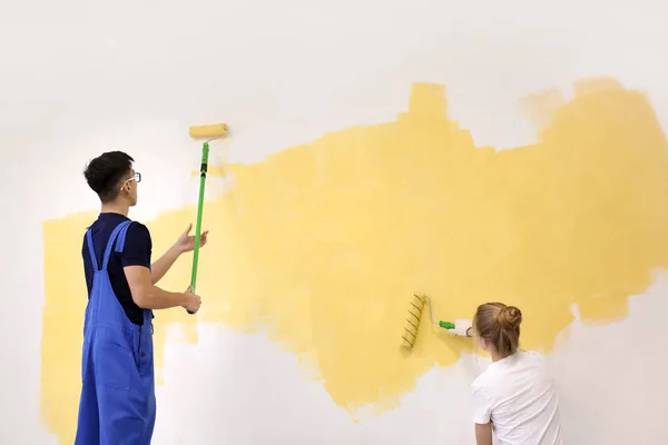 Professional Painters Working Together Indoors — Stock Photo, Image