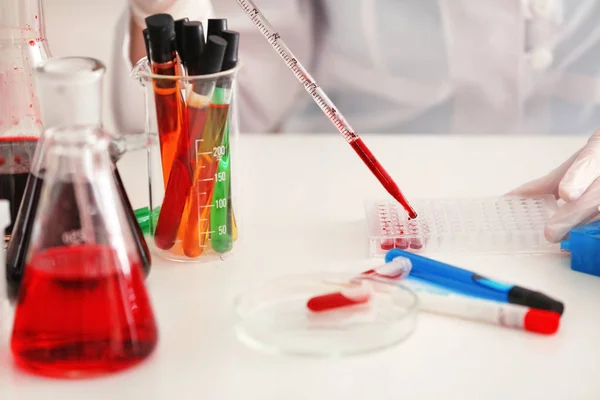 Scientist Working Laboratory Closeup — Stock Photo, Image